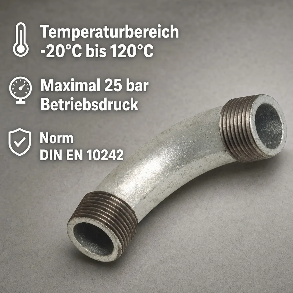 Gewindefitting Temperguss Bogen 90° 3/4" AG x 3/4" AG