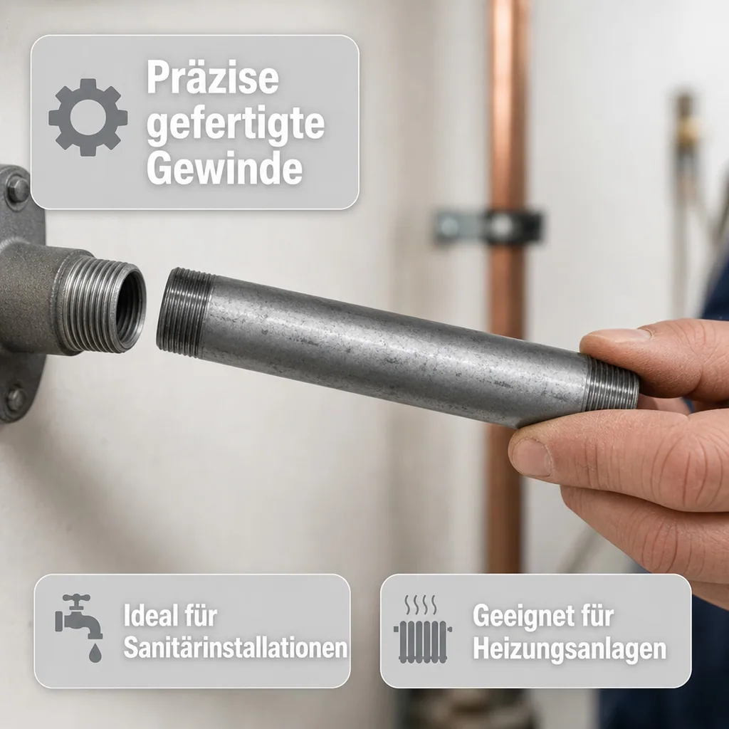 Gewindefitting Rohrnippel verzinkt 1 Zoll AG x 1 Zoll AG 500 mm