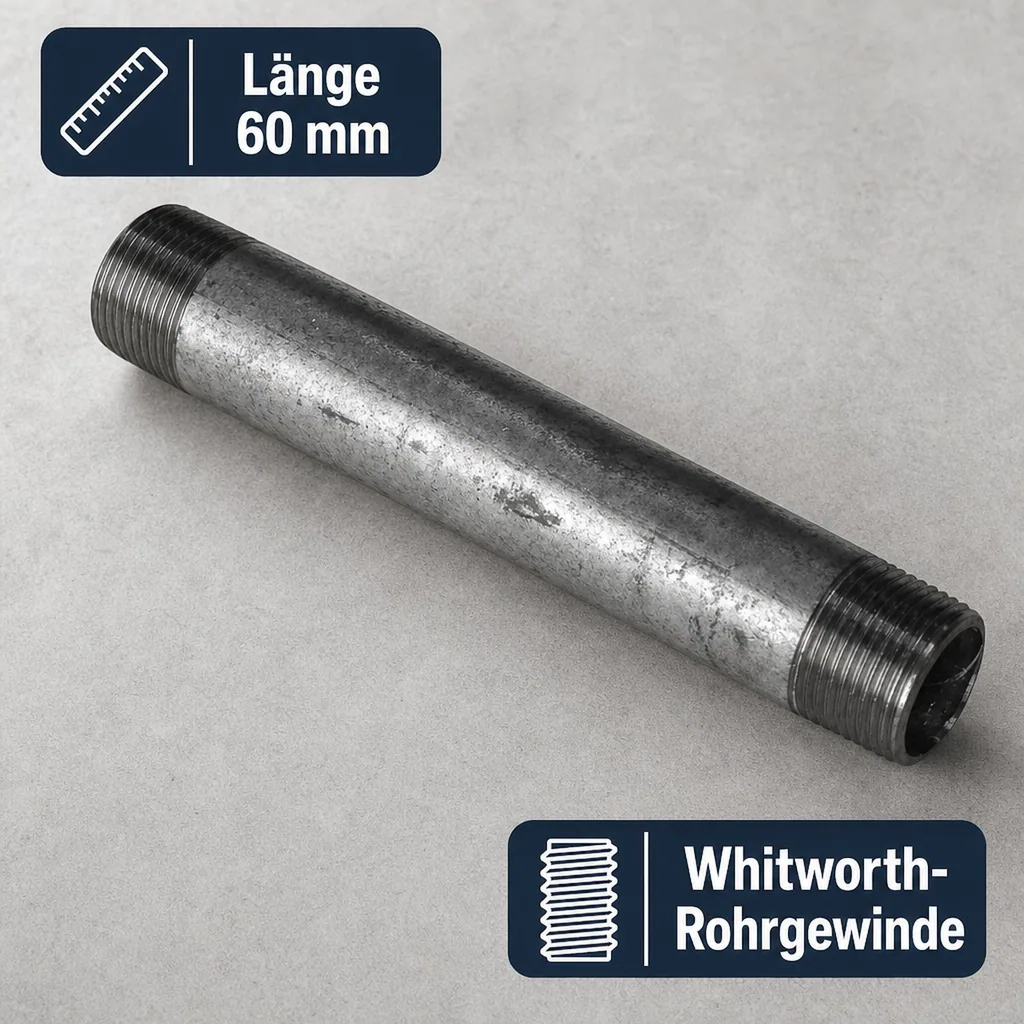 Gewindefitting Rohrnippel verzinkt 1 1/4" AG x 1 1/4" AG 60 mm
