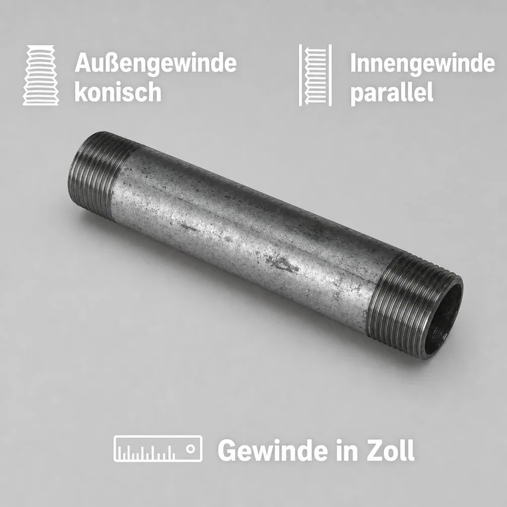 Gewindefitting Rohrnippel verzinkt 1 1/4" AG x 1 1/4" AG 60 mm