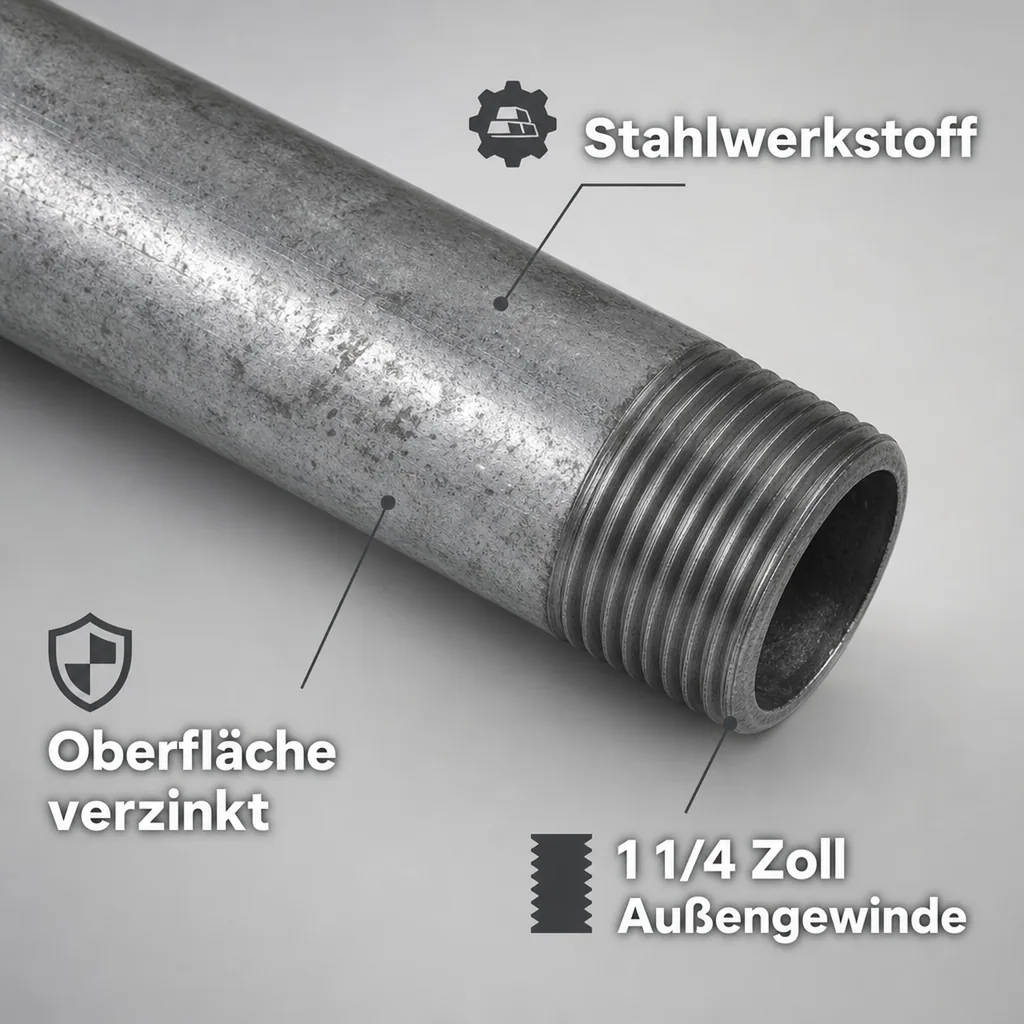 Gewindefitting Rohrnippel verzinkt 1 1/4" AG x 1 1/4" AG 60 mm