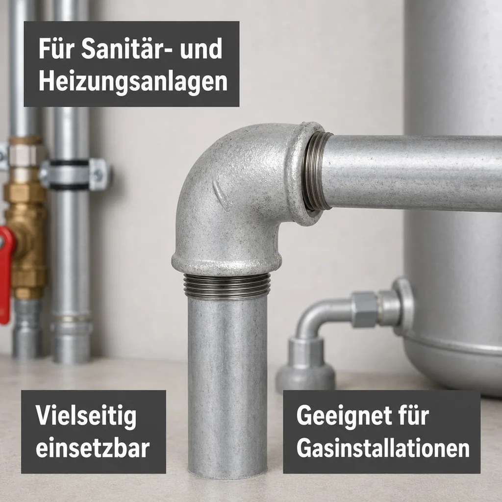 1 2 zoll Fitting, Temperguss Winkel 90 Grad, Gewindefitting