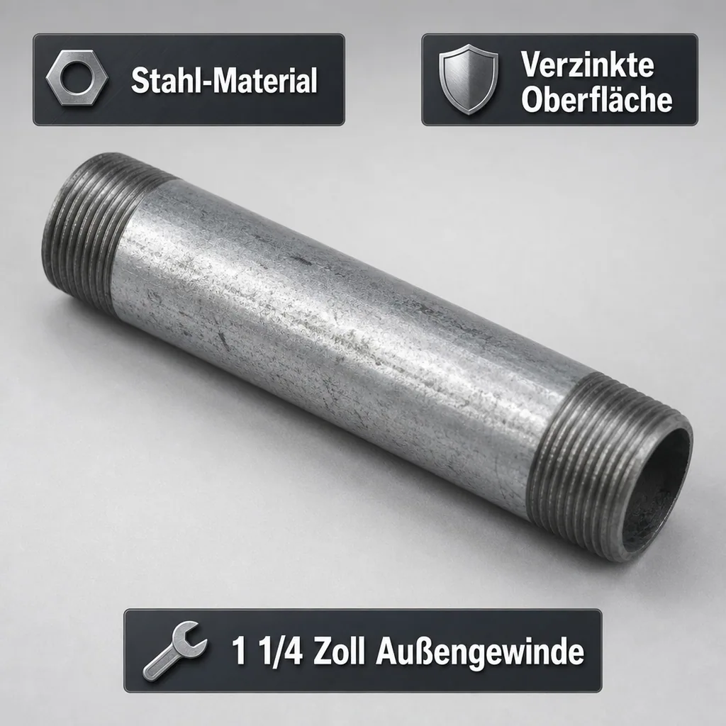 Gewindefitting Rohrnippel verzinkt 1 1/4" AG x 1 1/4" AG 120 mm