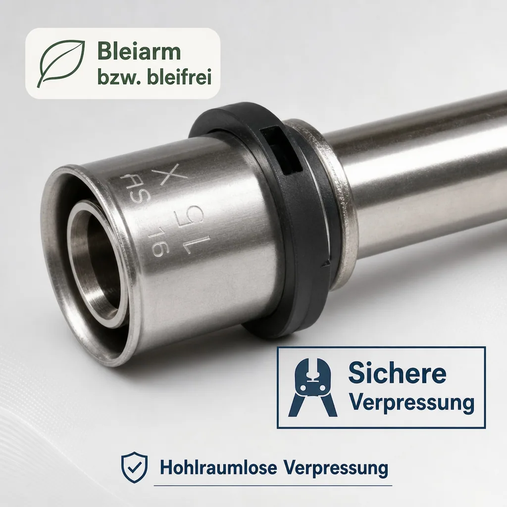 Pressfitting Kupferrohr Übergang 16 x 15mm vernickelt