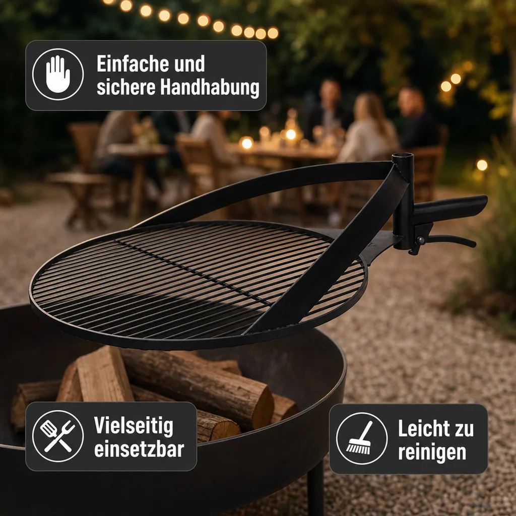 Grillrost 60 cm, Rost für Feuerschale, Stahl, handgefertigt