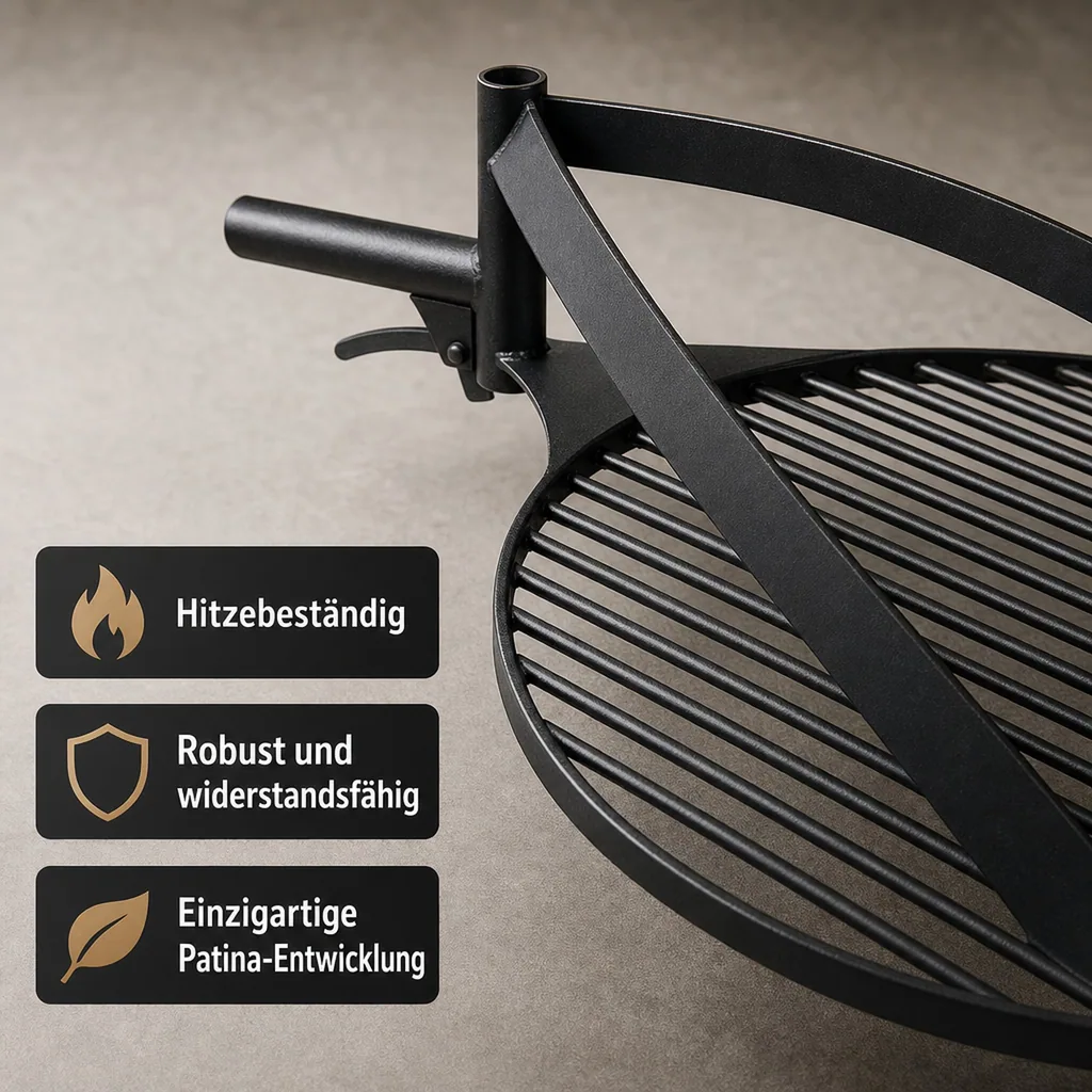 Grillrost 60 cm, Rost für Feuerschale, Stahl, handgefertigt