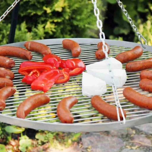 Grillrost Edelstahl 80 cm, Rund, für Grill, Dreibein