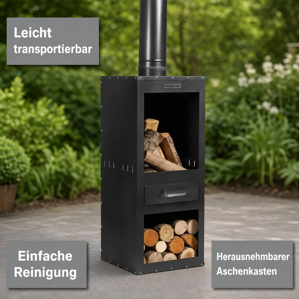 Gartenkamin, Gartenofen, Feuerstelle Garten, Stahl, Rosa, 28 kg