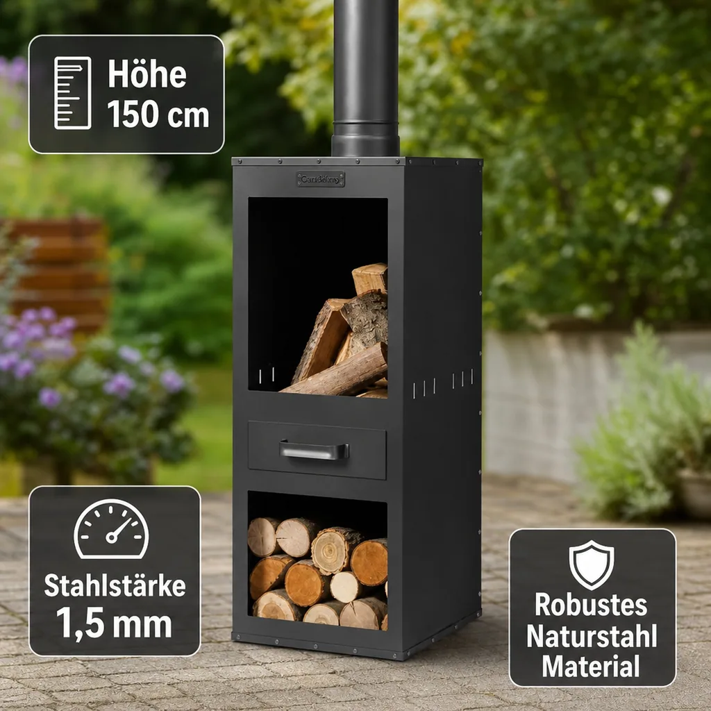 Gartenkamin, Gartenofen, Feuerstelle Garten, Stahl, Rosa, 28 kg
