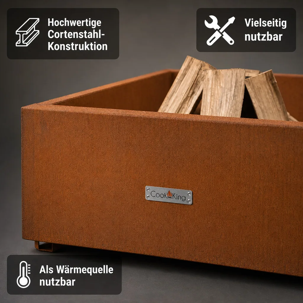 Feuerschale Garten, Feuerstelle Cortenstahl, 70 cm