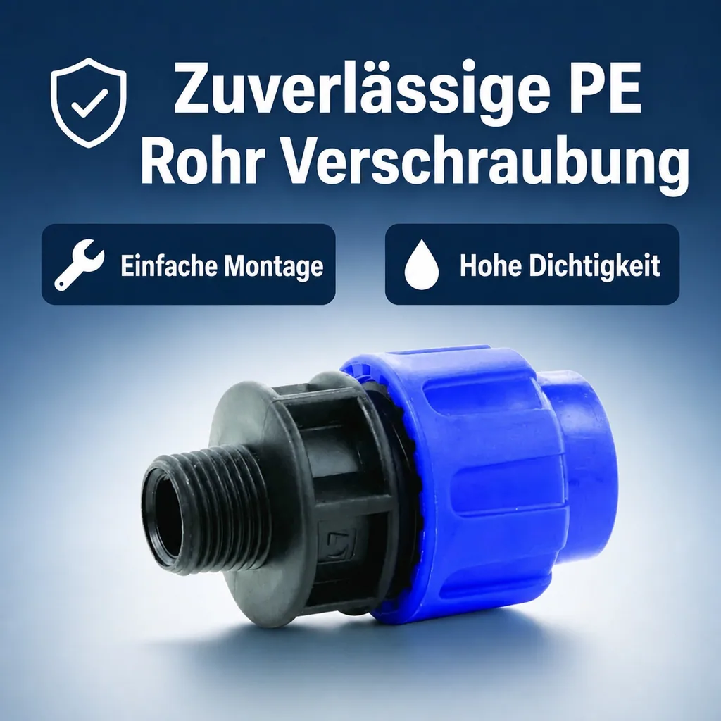 PE Rohr Verschraubung 40mm, Klemmverschraubung, Trinkwasser, Rohrverbinder