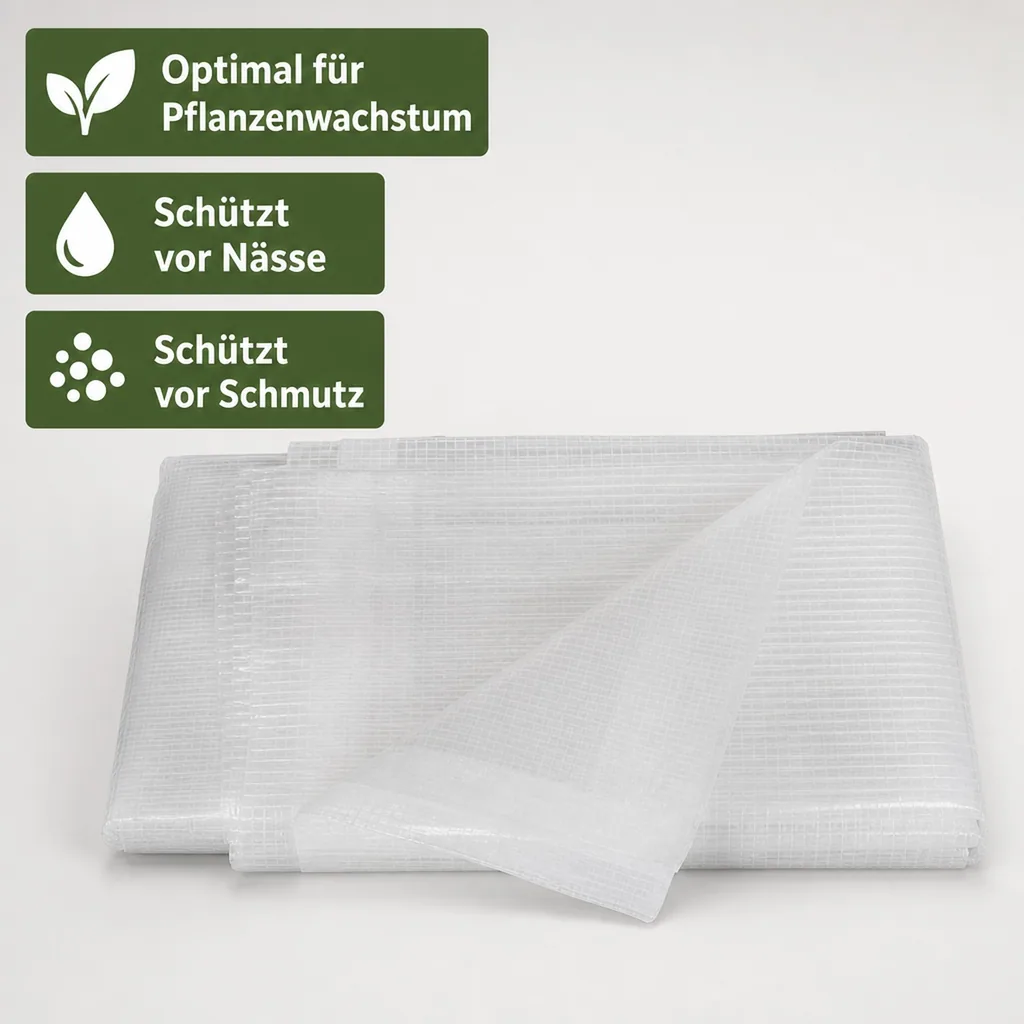 Abdeckplane transparent, Gitterfolie 6x12 (72m²), Reißfest und UV-stabil