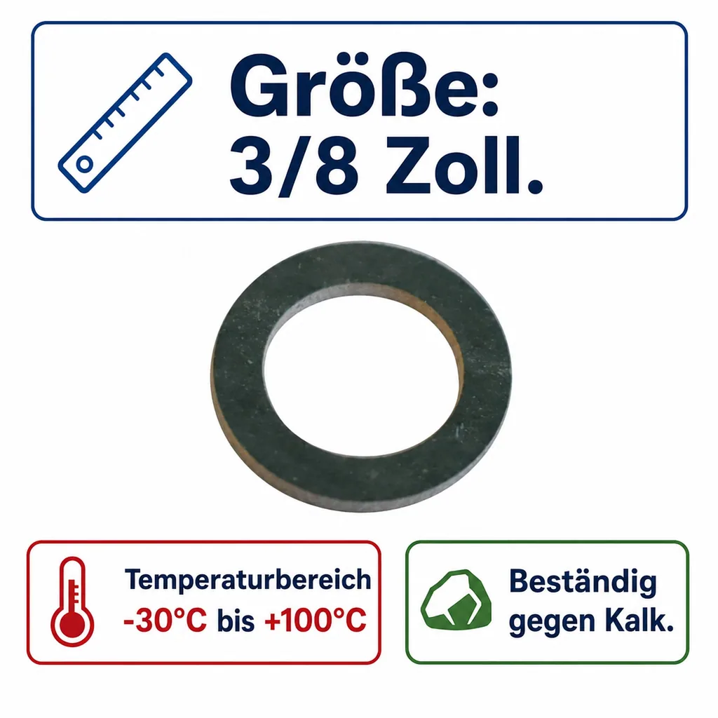 3/8 Dichtung, Ersatzdichtung, DVGW Zulassung, Trinkwasser, Sanitär