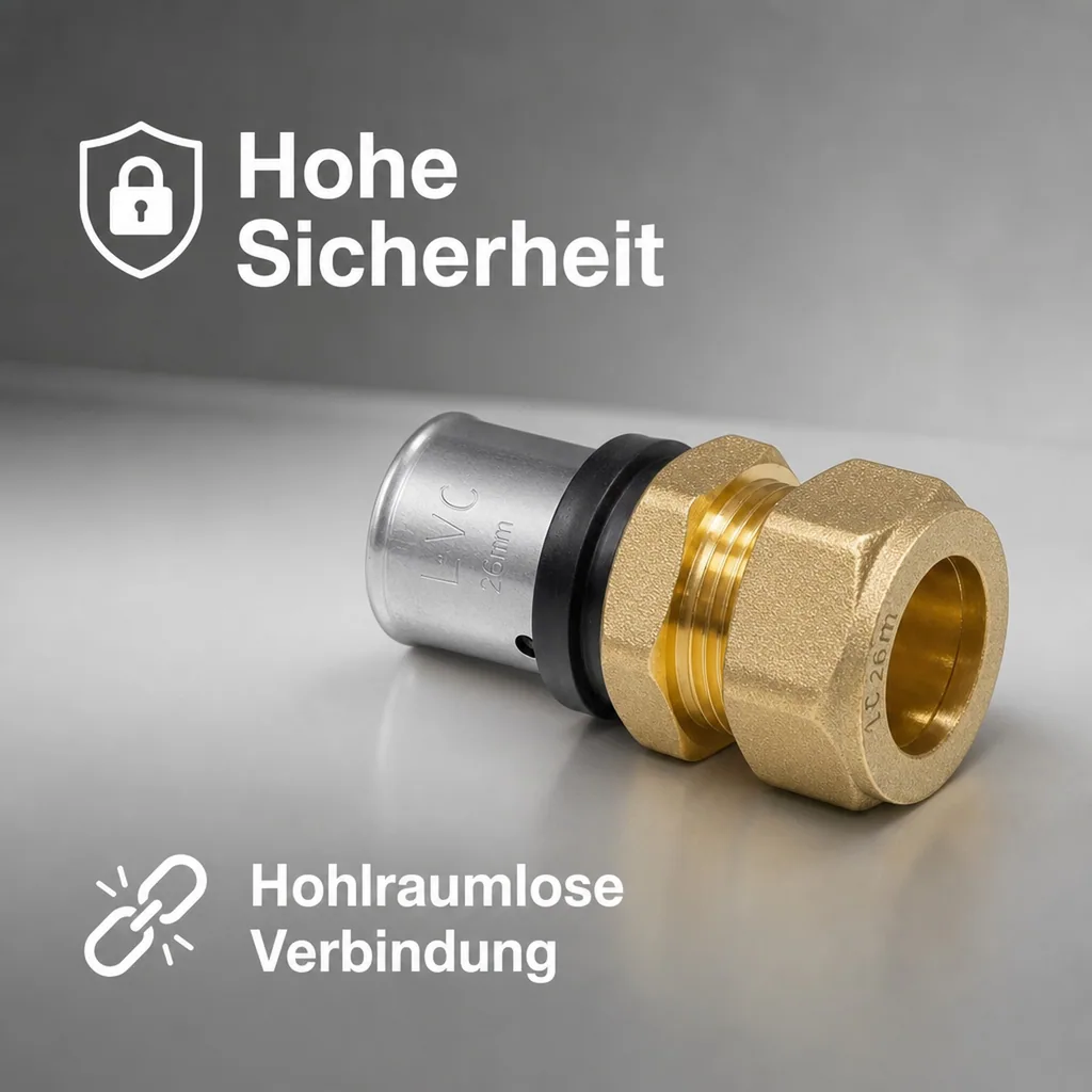 Pressfitting Übergang auf Kupferrohr 26 x 3 - 22 mm
