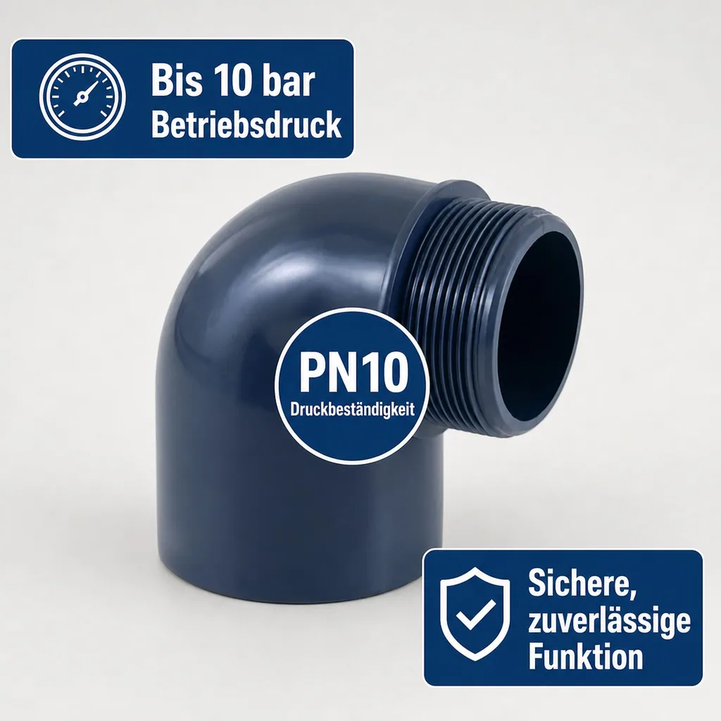 PVC Winkel 90 Grad, PVC-U Winkel, 63 mm x 2 Zoll, PN10