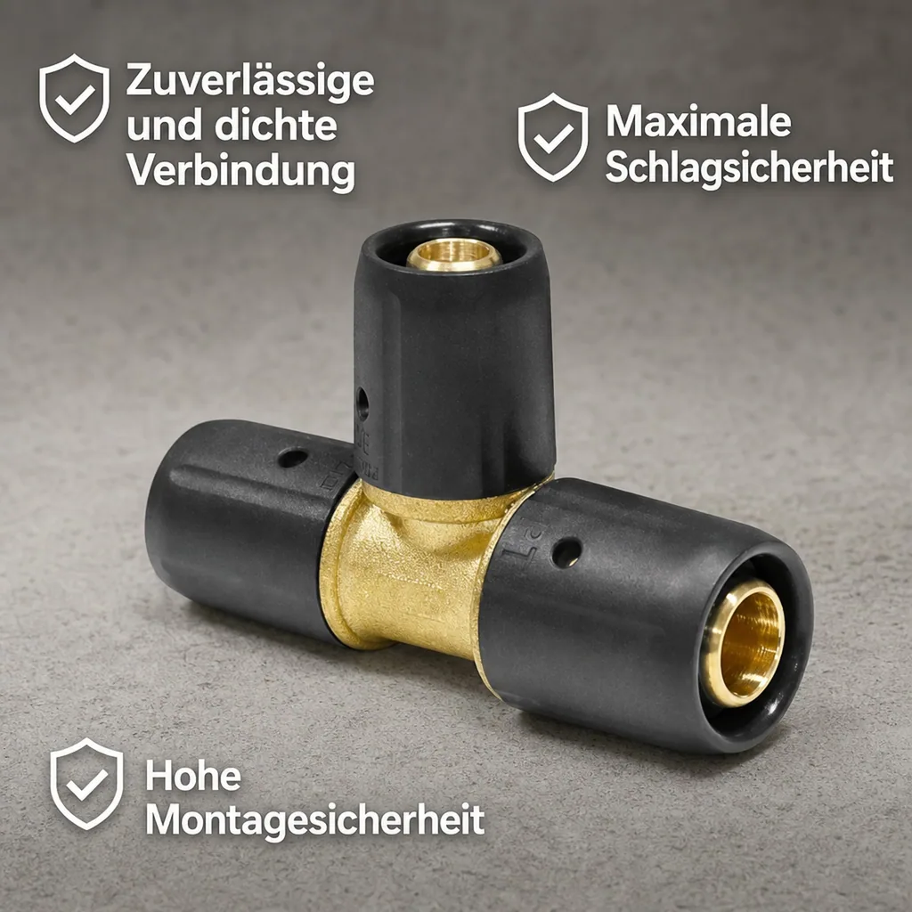 Steckfitting T-Stück reduziert, 20x2 - 16x2 - 20x2, Rohrverbinder