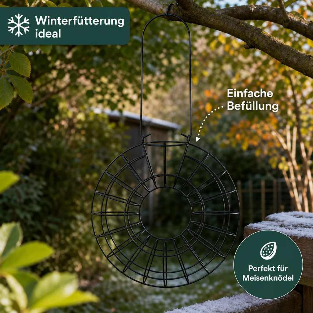 Meisenknödelhalter rund, für 8 Knödel, Metall, schwarz