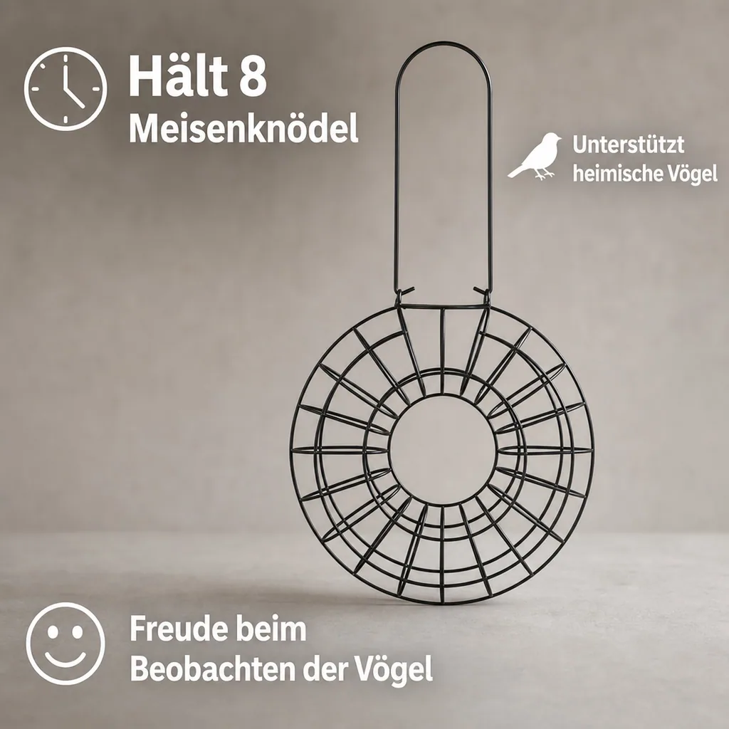 Meisenknödelhalter rund, für 8 Knödel, Metall, schwarz