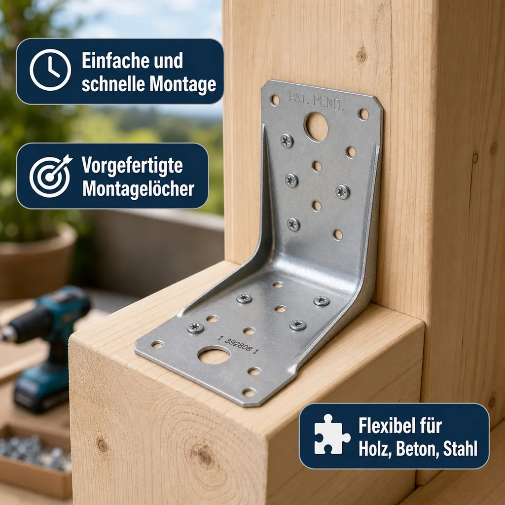 Winkelverbinder mit Rippe, 89x89x60x1,5 mm, Stahl verzinkt, Holzverbinder