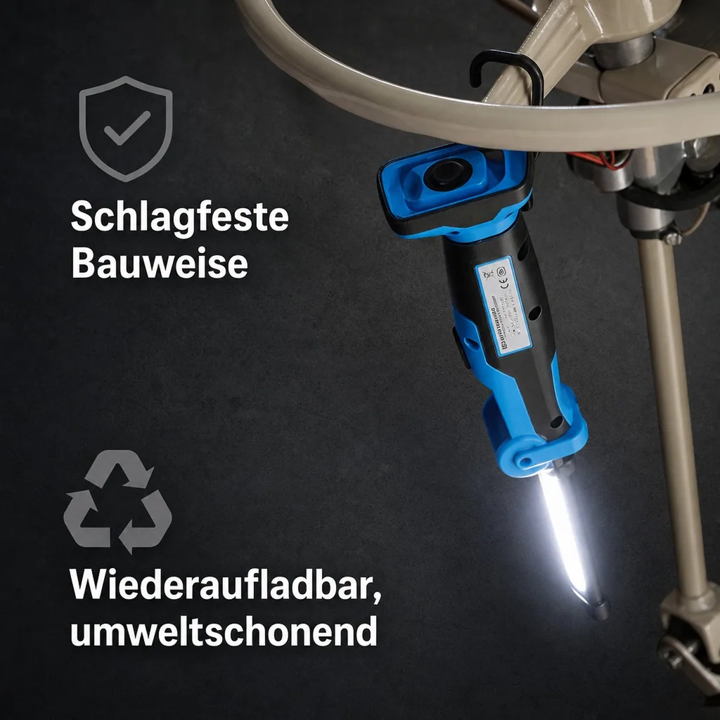 COB LED Lampe, Akku Knicklampe, Werkstattlampe Akku
