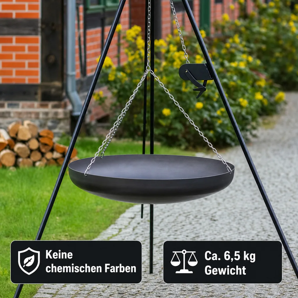 Wok - Pfanne aus Naturstahl 60 cm