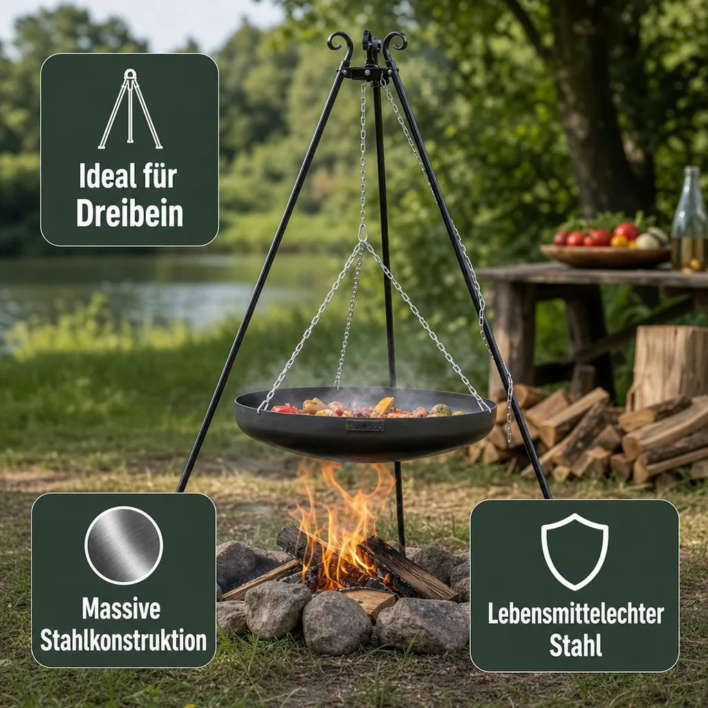 Wok - Pfanne aus Naturstahl 60 cm