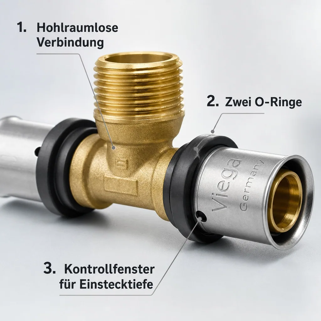 Pressfitting T-Stück 20 x 2 - 3/4" AG - 20 x 2