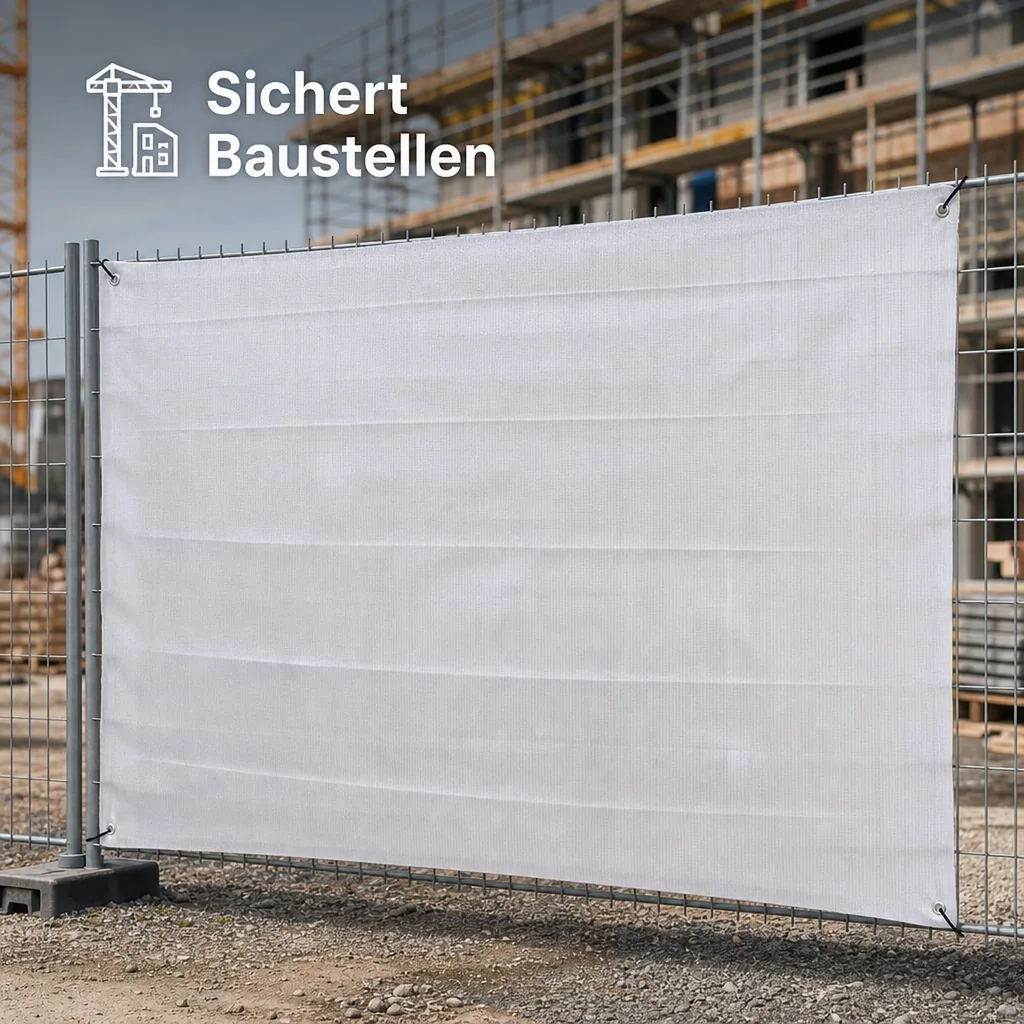 Bauzaunplane, Bauzaunnetz weiß, 1,80m x 3,45m, Bauzaunblende