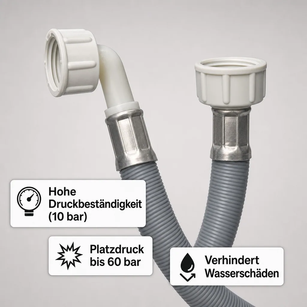 Zulaufschlauch Waschmaschine, Spülmaschine, Winkel 3/4 Zoll IG+IG, 2,50 Meter