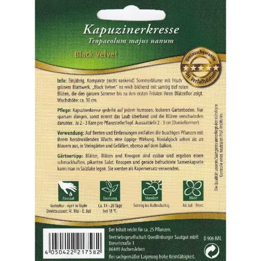 Kapuzinerkresse Black Velvet Samen