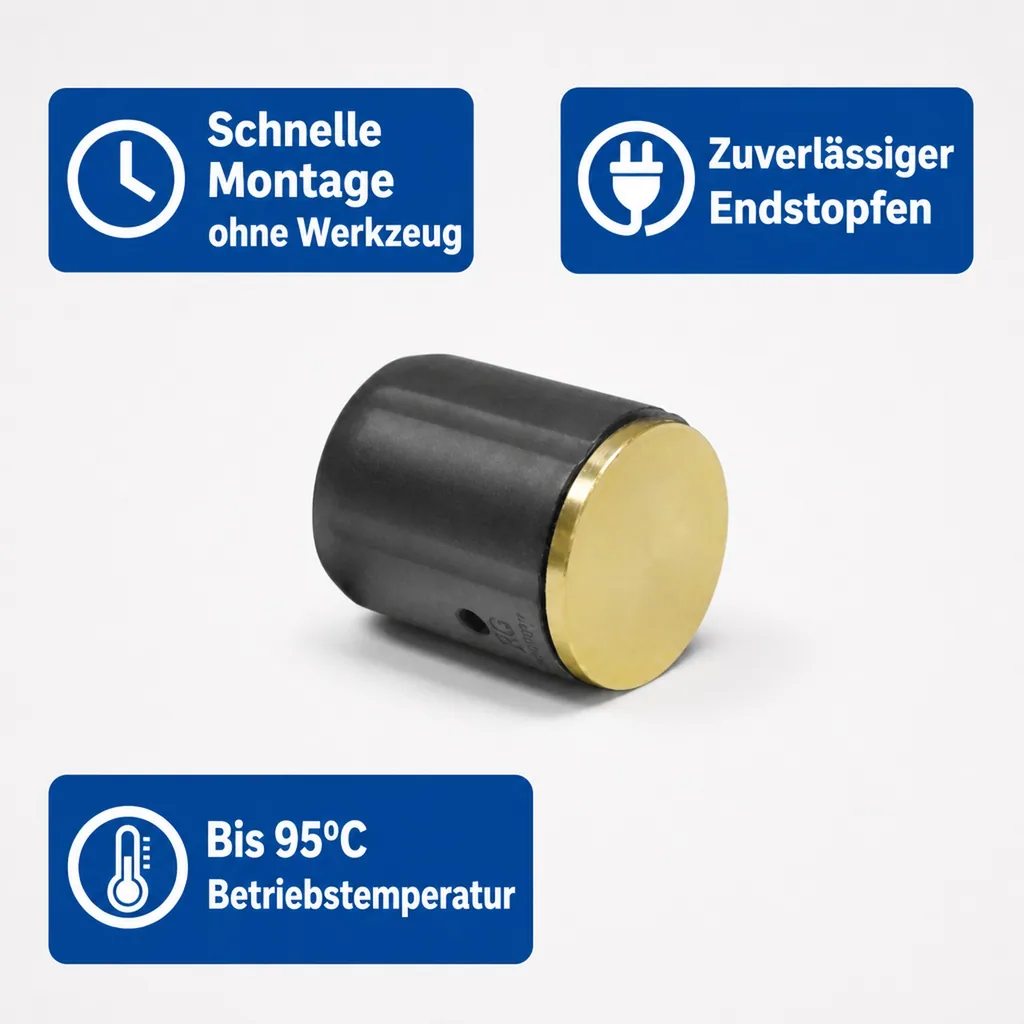 Steckverbinder 16mm, Endstopfen, Steckfitting, Heizungsrohr