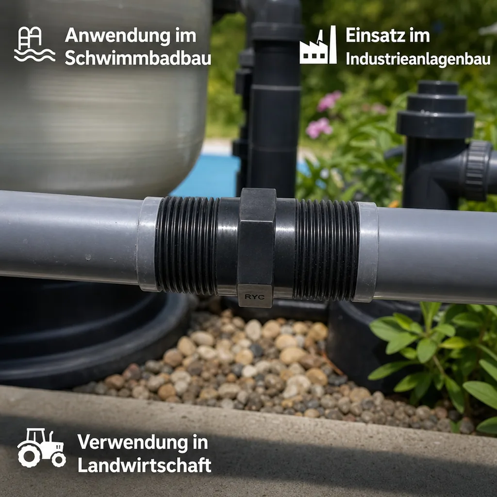 PVC Fittinge, PVC Doppelnippel 3/4 Zoll, AG x AG, PVC-U