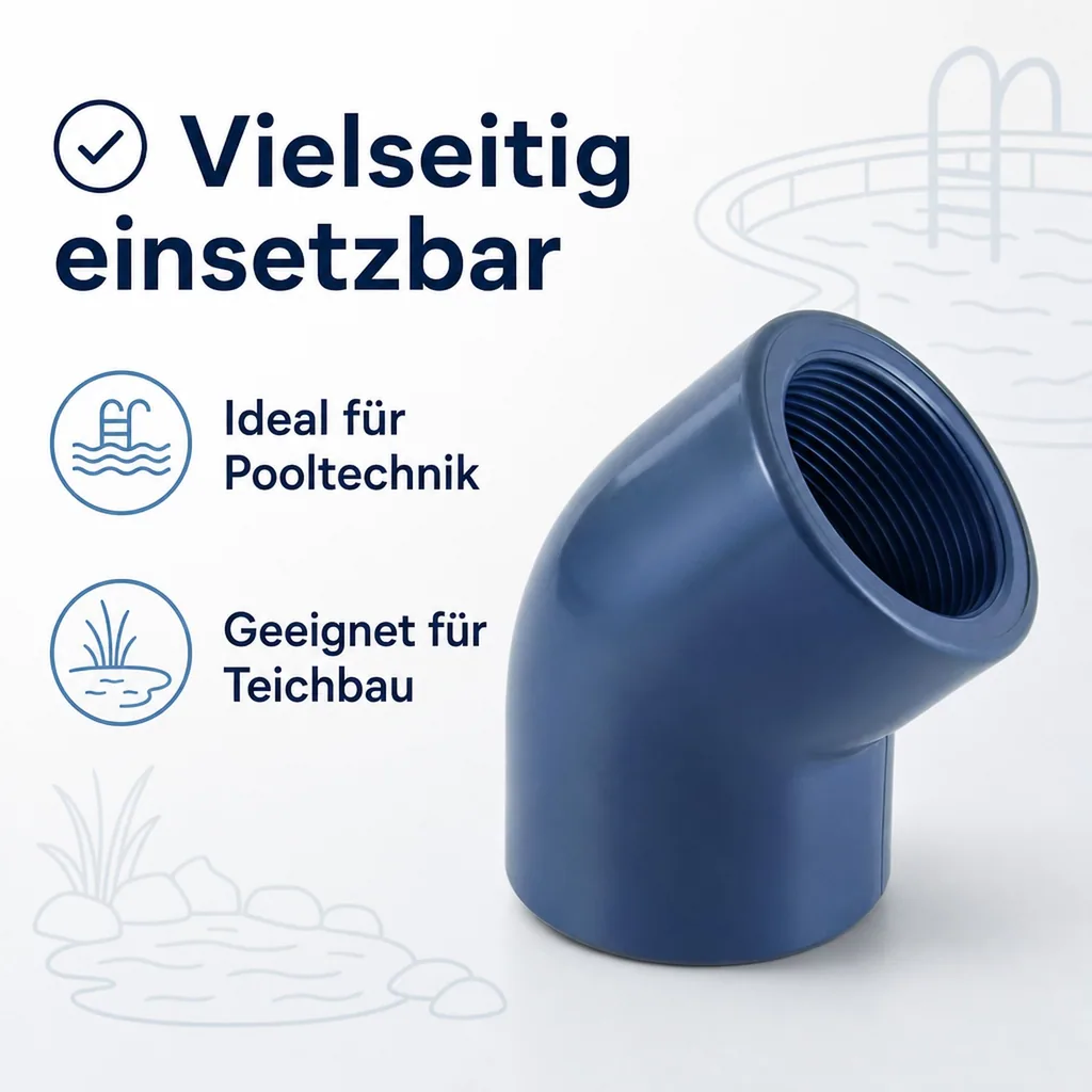 PVC Winkel, 45 Grad, PVC Fitting, IG 2 Zoll, PN10