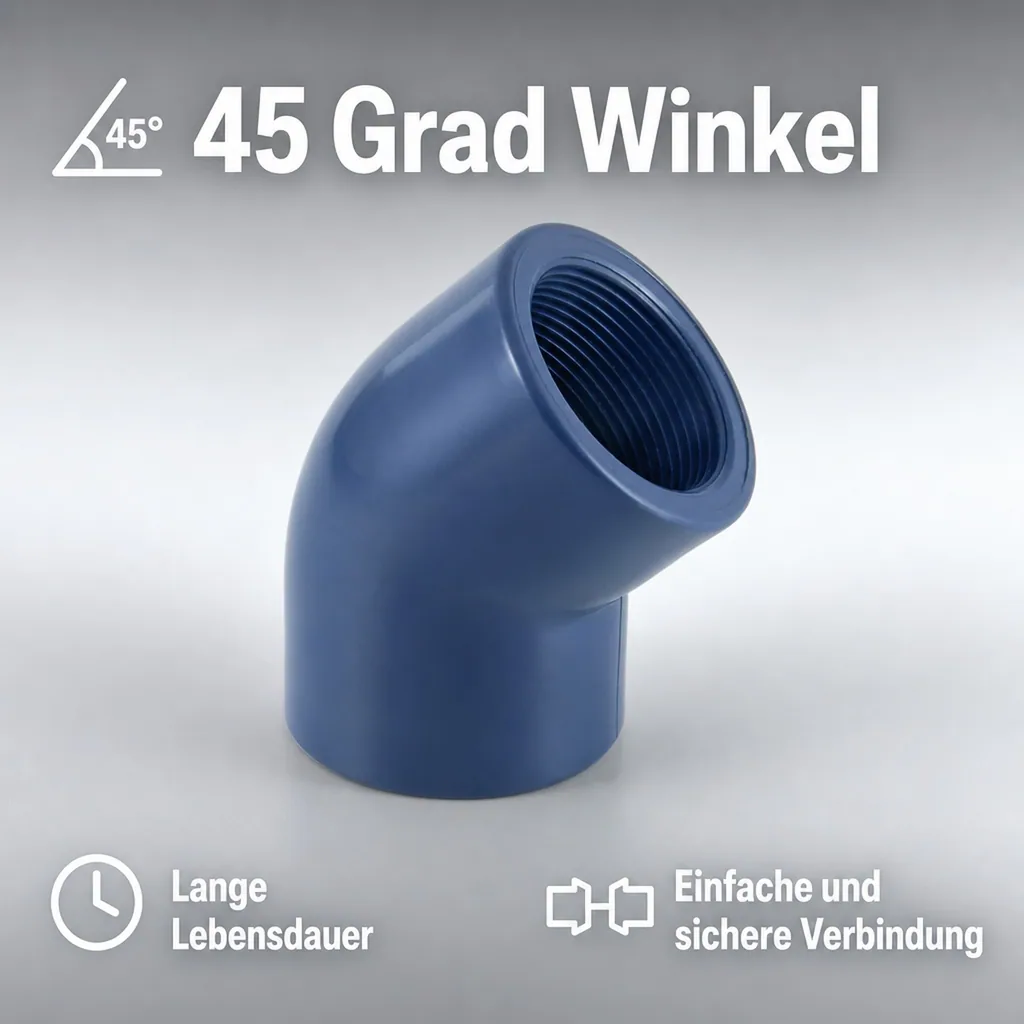 PVC Winkel, 45 Grad, PVC Fitting, IG 2 Zoll, PN10