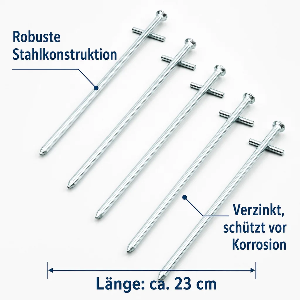 Felsbodenhering 5er Set, 23cm, Stahl verzinkt