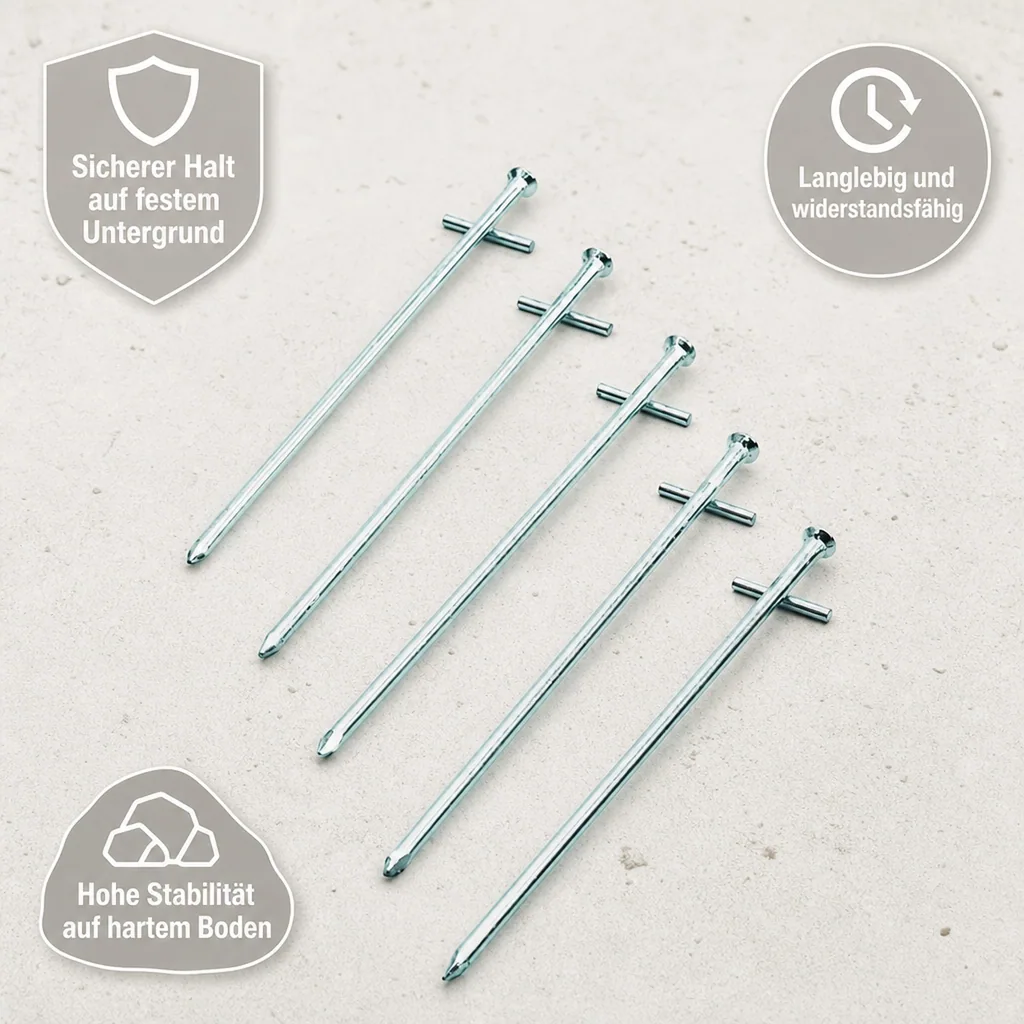 Felsbodenhering 5er Set, 23cm, Stahl verzinkt
