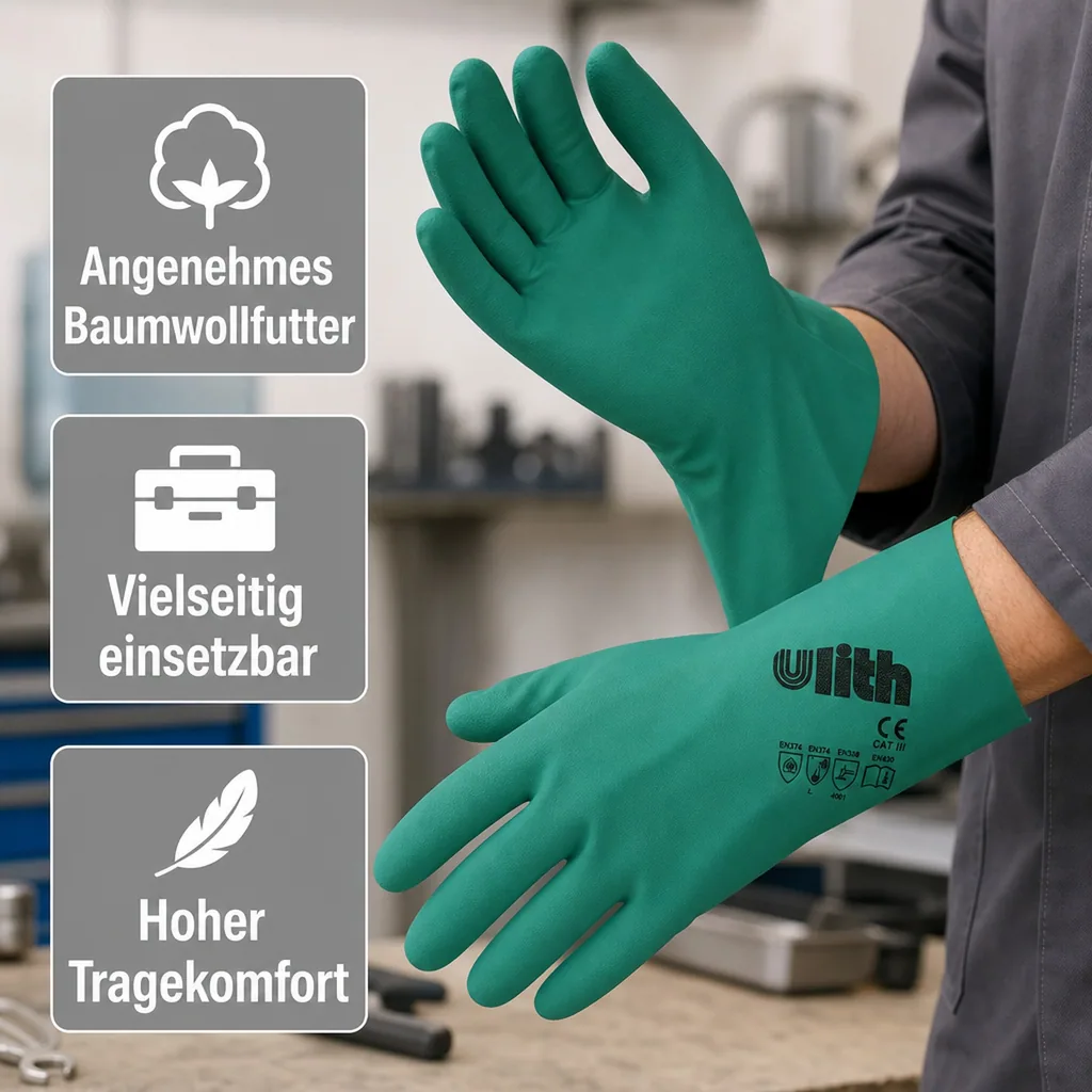 Nitrilhandschuhe, Industriehandschuhe, Gr. L, grün, Arbeitshandschuhe
