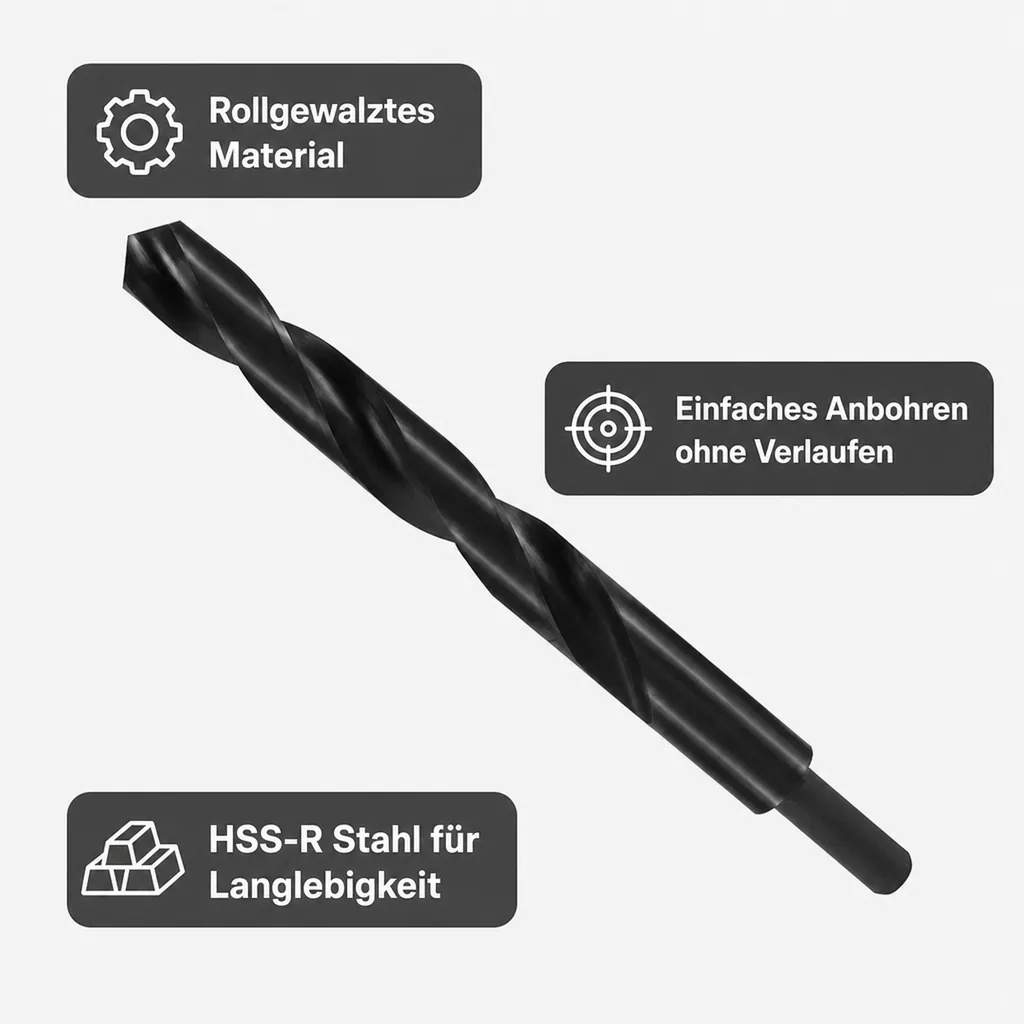 Spiralbohrer, HSS Bohrer DIN 338, 15,5mm, reduzierter Schaft