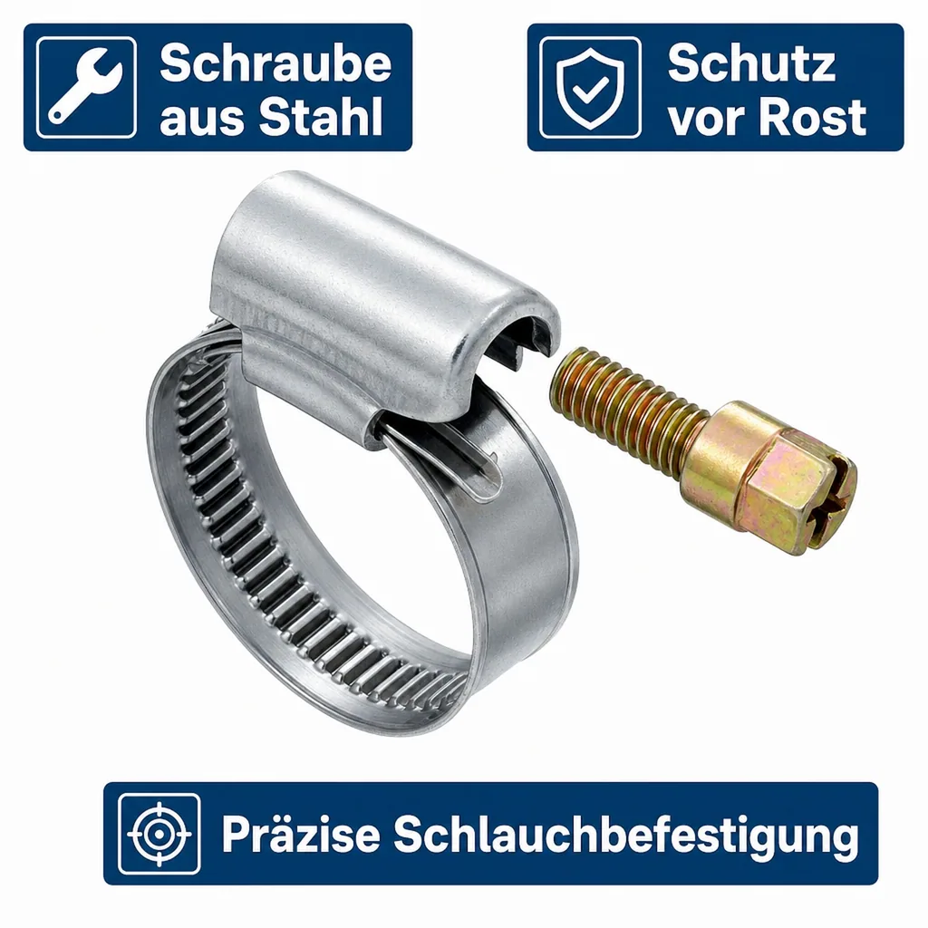 Schlauchschellen Edelstahl, DIN 3017, W4, 12mm, 100-120 mm