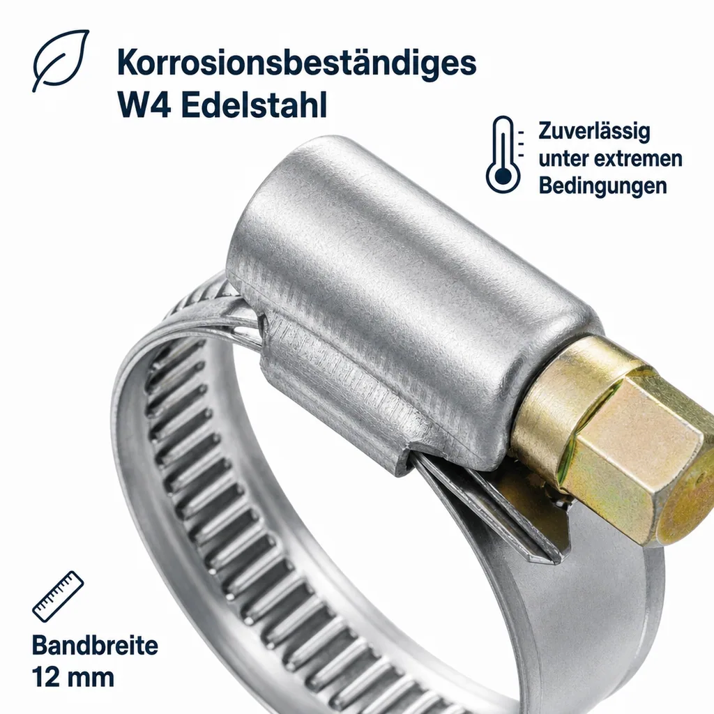 Schlauchschellen Edelstahl, DIN 3017, W4, 12mm, 100-120 mm