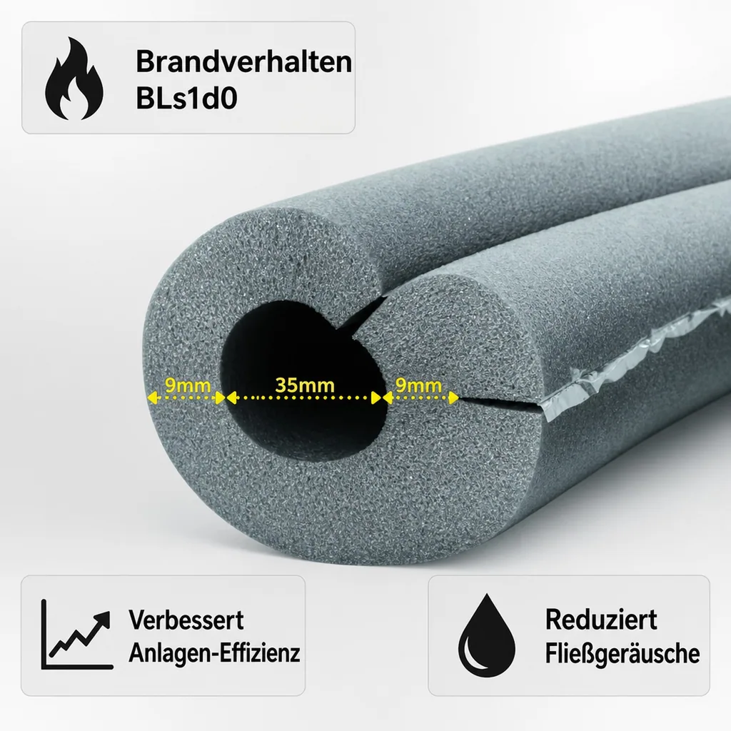 Rohrisolierung, Self Adhesive Rohrisolierung, 35mm Rohrisolierung, 1m Isolierschlauch Ø 35 mm x 9 mm