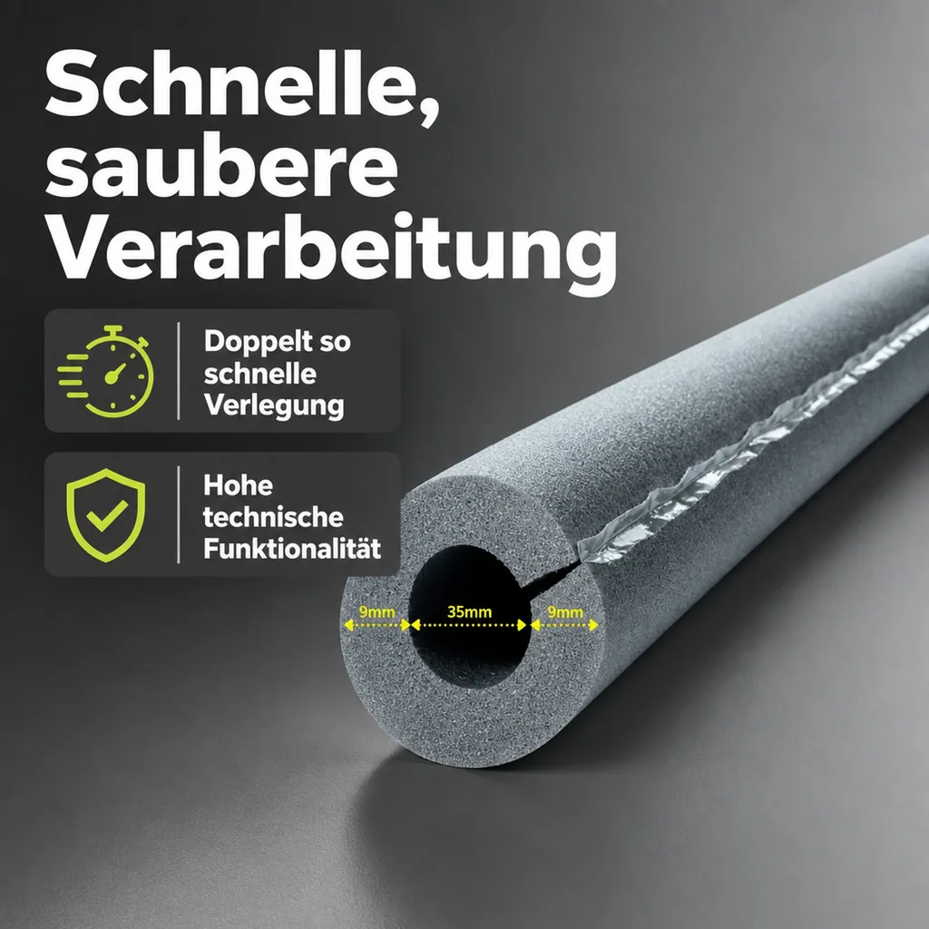 Rohrisolierung, Self Adhesive Rohrisolierung, 35mm Rohrisolierung, 1m Isolierschlauch Ø 35 mm x 9 mm