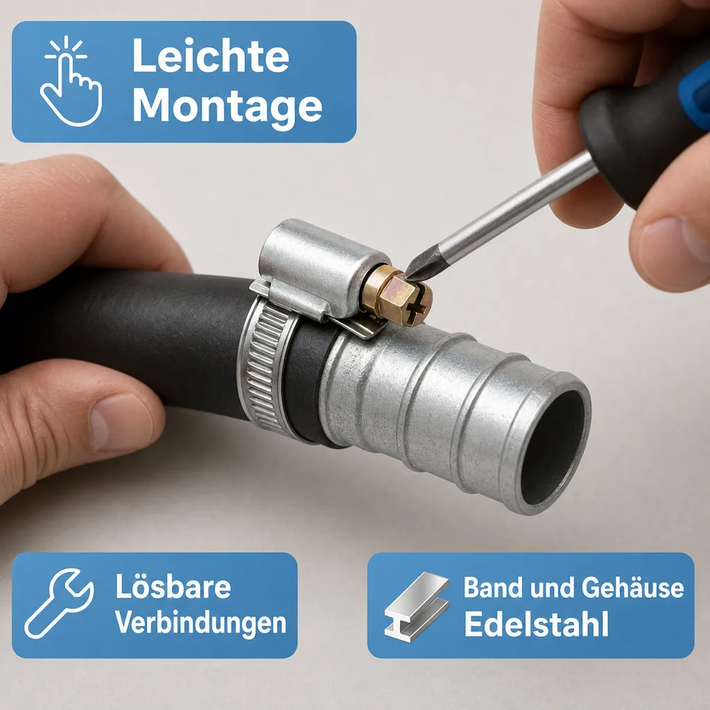Edelstahl W2 Schlauchschellen 12 mm 80 - 100 mm