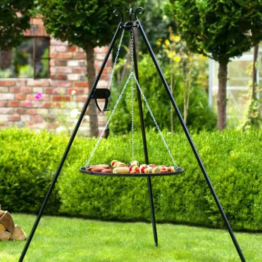 Schwenkgrill Set, Dreibein Grill 180cm, Grillrost 80cm