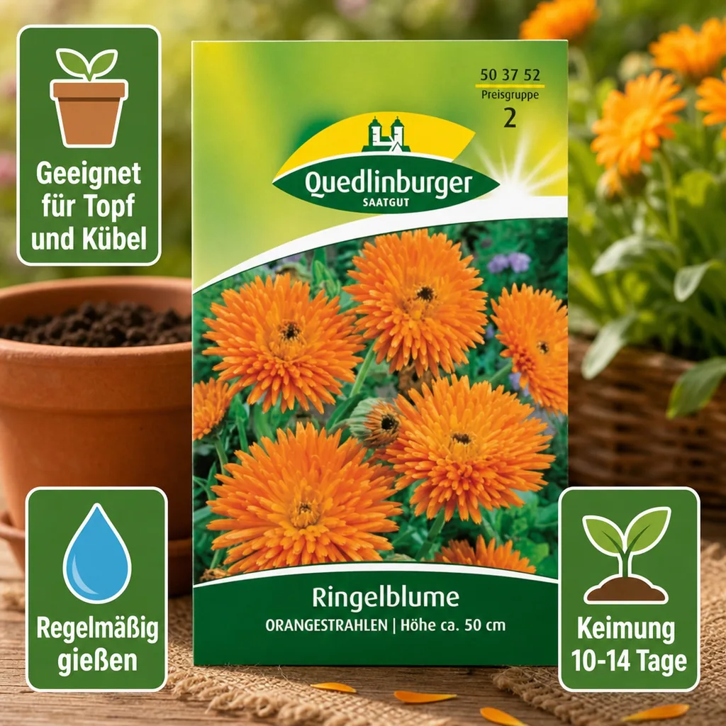 Ringelblume säen, Orangestrahlen, Sommerblume orange