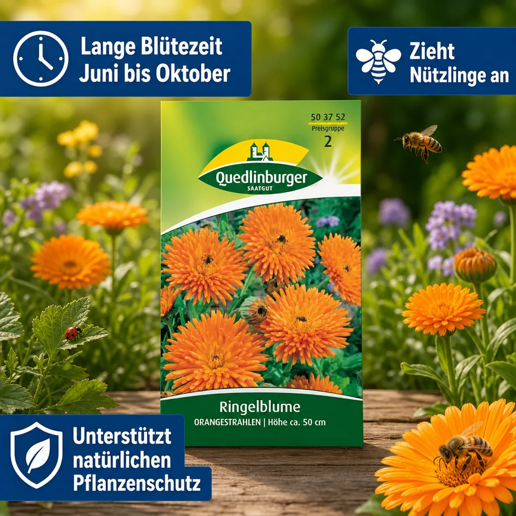 Ringelblume säen, Orangestrahlen, Sommerblume orange