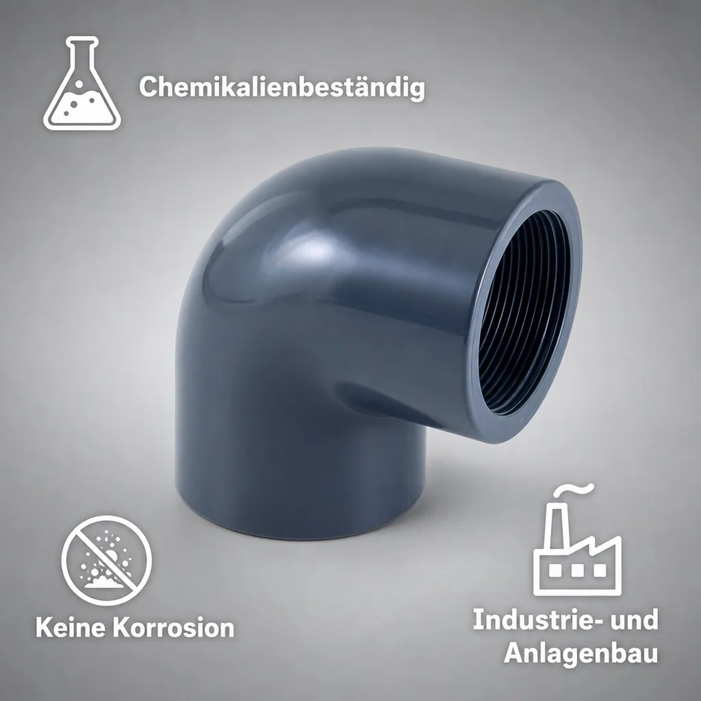 PVC - U 90° Winkel IG 3/4" PN10