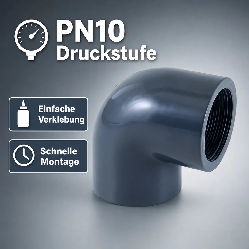 PVC - U 90° Winkel IG 3/4" PN10