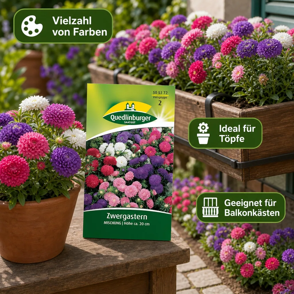 Zwergastern, Mischung, Bunte Astern für Garten & Balkon