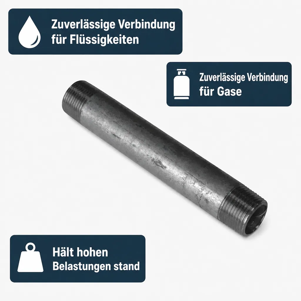 Rohrnippel, Gewindefitting verzinkt, 3/4" AG x 3/4" AG, 40 mm